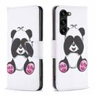 For Samsung Galaxy S25+ 5G Colored Drawing Pattern Leather Phone Case(Panda) - 1