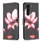 For Samsung Galaxy S25+ 5G Colored Drawing Pattern Leather Phone Case(Lotus) - 1