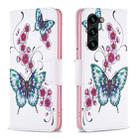 For Samsung Galaxy S25+ 5G Colored Drawing Pattern Leather Phone Case(Flowers Butterfly) - 1