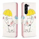 For Samsung Galaxy S25+ 5G Colored Drawing Pattern Leather Phone Case(Umbrella Elephant) - 1