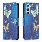 For Samsung Galaxy S25 5G Colored Drawing Pattern Leather Phone Case(Gold Butterfly) - 1
