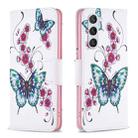 For Samsung Galaxy S25 5G Colored Drawing Pattern Leather Phone Case(Flowers Butterfly) - 1