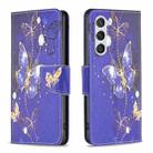 For Samsung Galaxy S25 5G Colored Drawing Pattern Leather Phone Case(Purple Butterfly) - 1