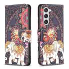 For Samsung Galaxy S25 5G Colored Drawing Pattern Leather Phone Case(Flowers Elephant) - 1