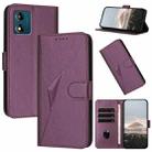 For Motorola Moto E13 Triangle Pattern Buckle Clasp Leather Phone Case(Dark Purple) - 1