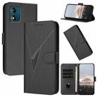 For Motorola Moto E13 Triangle Pattern Buckle Clasp Leather Phone Case(Black) - 1