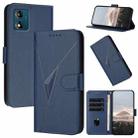 For Motorola Moto E13 Triangle Pattern Buckle Clasp Leather Phone Case(Royal Blue) - 1