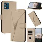 For Motorola Moto E13 Triangle Pattern Buckle Clasp Leather Phone Case(Gold) - 1