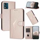 For Motorola Moto E13 Triangle Pattern Buckle Clasp Leather Phone Case(Rose Gold) - 1