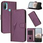 For Motorola Moto E20 Triangle Pattern Buckle Clasp Leather Phone Case(Dark Purple) - 1