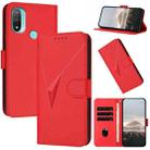 For Motorola Moto E20 Triangle Pattern Buckle Clasp Leather Phone Case(Red) - 1