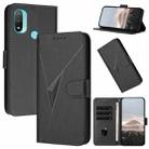 For Motorola Moto E20 Triangle Pattern Buckle Clasp Leather Phone Case(Black) - 1