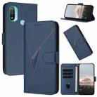 For Motorola Moto E20 Triangle Pattern Buckle Clasp Leather Phone Case(Royal Blue) - 1