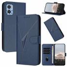 For Motorola Moto E22 Triangle Pattern Buckle Clasp Leather Phone Case(Royal Blue) - 1