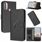 For Motorola Moto E40 Triangle Pattern Buckle Clasp Leather Phone Case(Black) - 1