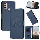 For Motorola Moto E40 Triangle Pattern Buckle Clasp Leather Phone Case(Royal Blue) - 1