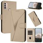 For Motorola Moto E40 Triangle Pattern Buckle Clasp Leather Phone Case(Gold) - 1