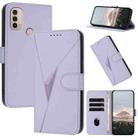 For Motorola Moto E40 Triangle Pattern Buckle Clasp Leather Phone Case(Light Purple) - 1