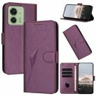 For Motorola Edge 40 Triangle Pattern Buckle Clasp Leather Phone Case(Dark Purple) - 1