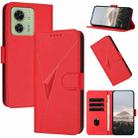 For Motorola Edge 40 Triangle Pattern Buckle Clasp Leather Phone Case(Red) - 1
