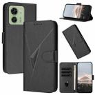 For Motorola Edge 40 Triangle Pattern Buckle Clasp Leather Phone Case(Black) - 1