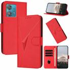 For Motorola Edge 40 Neo 5G Triangle Pattern Buckle Clasp Leather Phone Case(Red) - 1