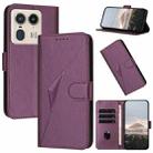 For Motorola Edge 50 Ultra Triangle Pattern Buckle Clasp Leather Phone Case(Dark Purple) - 1