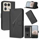 For Motorola Edge 50 Ultra Triangle Pattern Buckle Clasp Leather Phone Case(Black) - 1