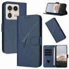 For Motorola Edge 50 Ultra Triangle Pattern Buckle Clasp Leather Phone Case(Royal Blue) - 1