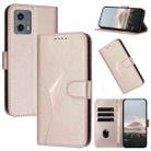 For Motorola Moto G 5G 2023 Triangle Pattern Buckle Clasp Leather Phone Case(Rose Gold) - 1