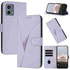 For Motorola Moto G 5G 2023 Triangle Pattern Buckle Clasp Leather Phone Case(Light Purple) - 1
