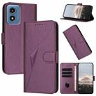 For Motorola Moto G Play 4G 2024 Triangle Pattern Buckle Clasp Leather Phone Case(Dark Purple) - 1