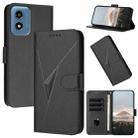 For Motorola Moto G Play 4G 2024 Triangle Pattern Buckle Clasp Leather Phone Case(Black) - 1