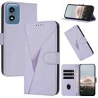 For Motorola Moto G Play 4G 2024 Triangle Pattern Buckle Clasp Leather Phone Case(Light Purple) - 1