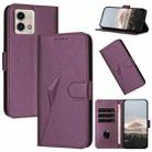 For Motorola Moto G Stylus 2023 Triangle Pattern Buckle Clasp Leather Phone Case(Dark Purple) - 1