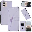 For Motorola Moto G Stylus 2023 Triangle Pattern Buckle Clasp Leather Phone Case(Light Purple) - 1