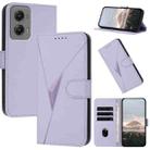 For Motorola Moto G Stylus 2024 Triangle Pattern Buckle Clasp Leather Phone Case(Light Purple) - 1