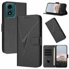 For Motorola Moto G04 Triangle Pattern Buckle Clasp Leather Phone Case(Black) - 1