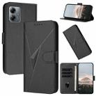 For Motorola Moto G14 Triangle Pattern Buckle Clasp Leather Phone Case(Black) - 1