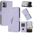 For Motorola Moto G14 Triangle Pattern Buckle Clasp Leather Phone Case(Light Purple) - 1