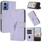 For Motorola Moto G34 Triangle Pattern Buckle Clasp Leather Phone Case(Light Purple) - 1