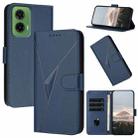 For Motorola Moto G35 Triangle Pattern Buckle Clasp Leather Phone Case(Royal Blue) - 1