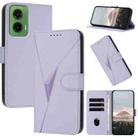 For Motorola Moto G35 Triangle Pattern Buckle Clasp Leather Phone Case(Light Purple) - 1