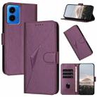 For Motorola Moto G45 Triangle Pattern Buckle Clasp Leather Phone Case(Dark Purple) - 1