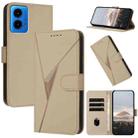 For Motorola Moto G45 Triangle Pattern Buckle Clasp Leather Phone Case(Gold) - 1