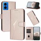 For Motorola Moto G45 Triangle Pattern Buckle Clasp Leather Phone Case(Rose Gold) - 1