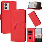 For Motorola Moto G53 Triangle Pattern Buckle Clasp Leather Phone Case(Red) - 1