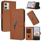 For Motorola Moto G54 5G Global / EU Triangle Pattern Buckle Clasp Leather Phone Case(Brown) - 1