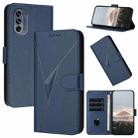 For Motorola Moto G62 5G Triangle Pattern Buckle Clasp Leather Phone Case(Royal Blue) - 1