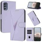 For Motorola Moto G62 5G Triangle Pattern Buckle Clasp Leather Phone Case(Light Purple) - 1